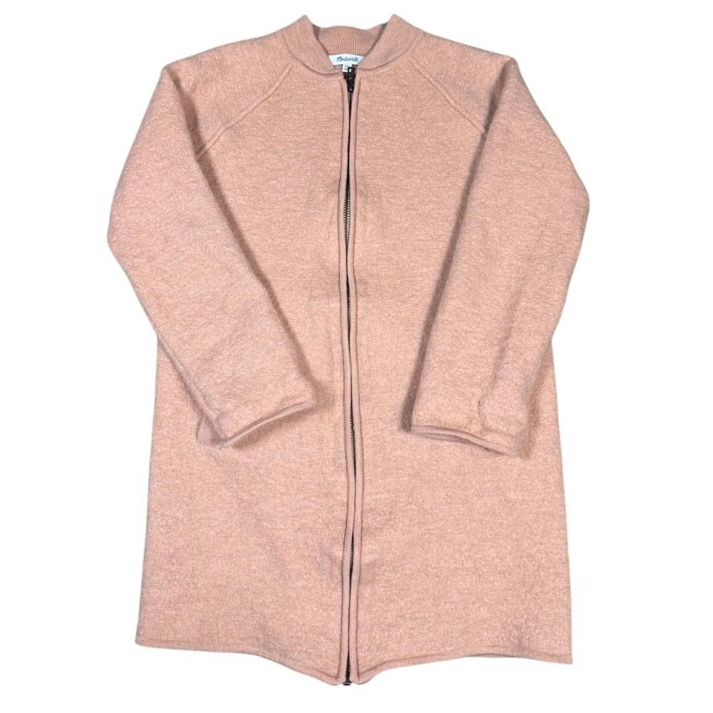 Madewell Tan Beige Merino Wool Zip Front Bomber Style Cardigan Jacket XXS